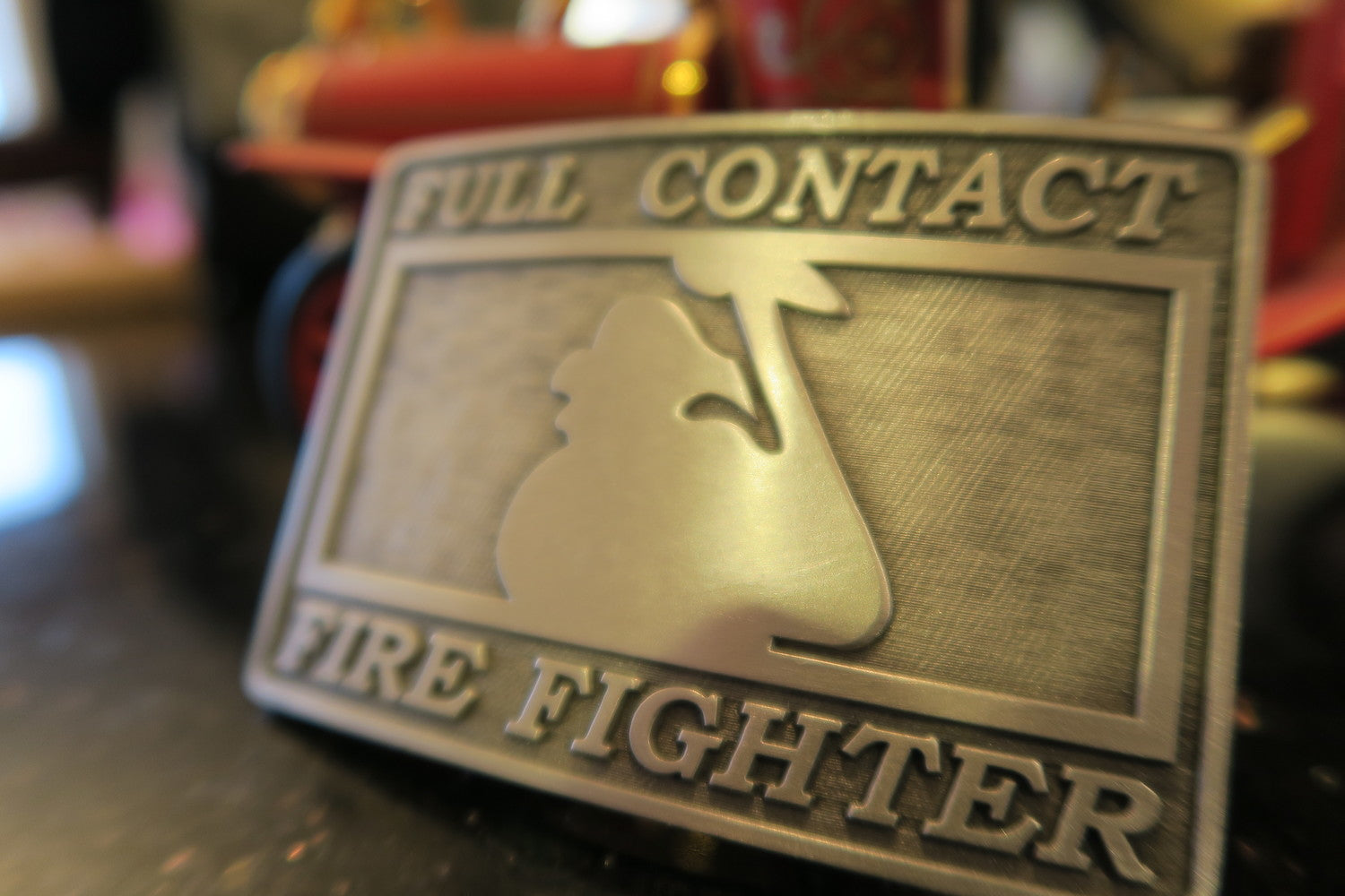 Full Contact Firefighter Belt Buckle - Silver